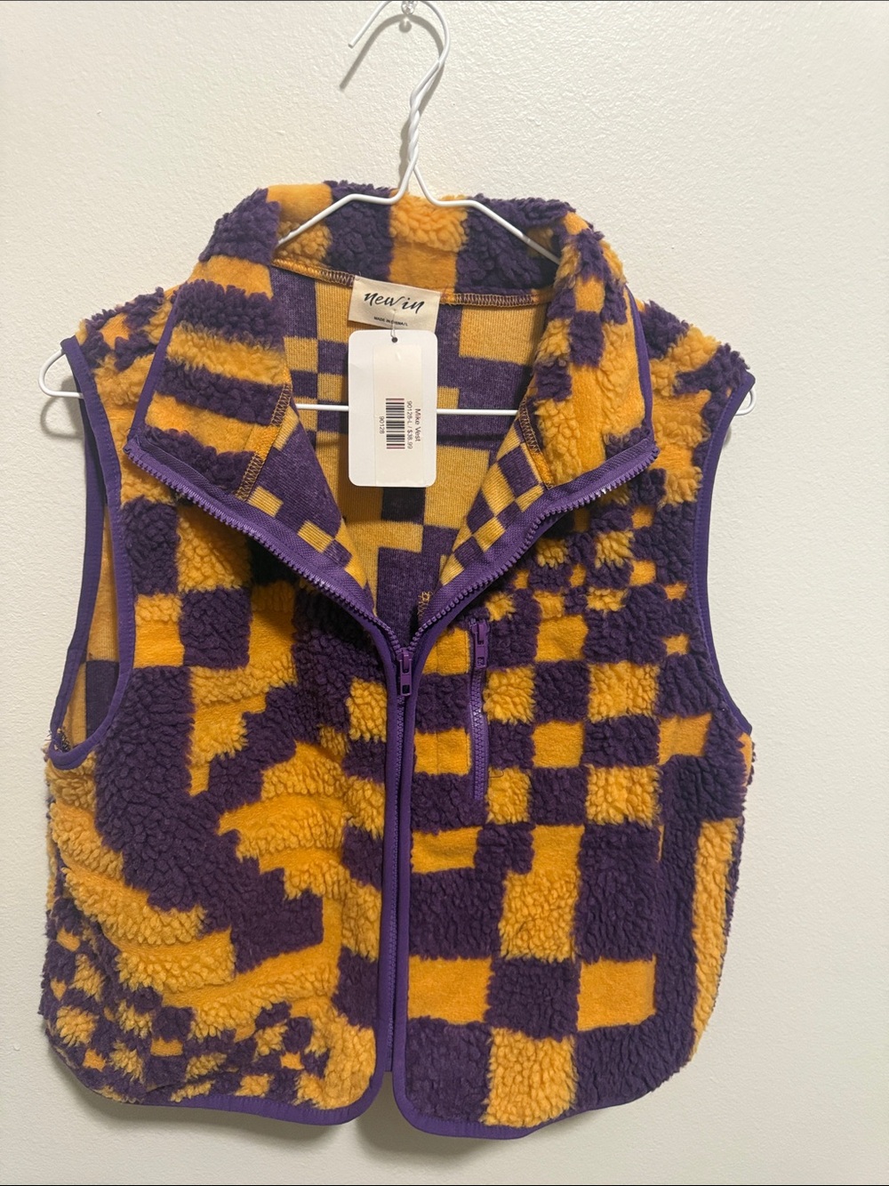 LSU Themed Purple & Gold Sherpa Zip Vest